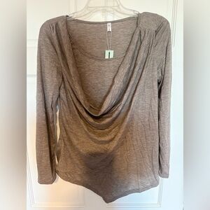 Taupe Scoop Neck Blouse